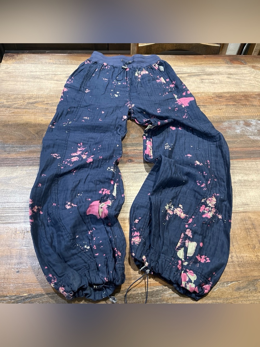 FP Movement by Free People Navy Joggers with Pink Floral Splashes